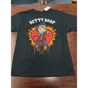 NWT Betty Boop Motercycle Girl Black Graphic Short Sleeve Tee Size S/M